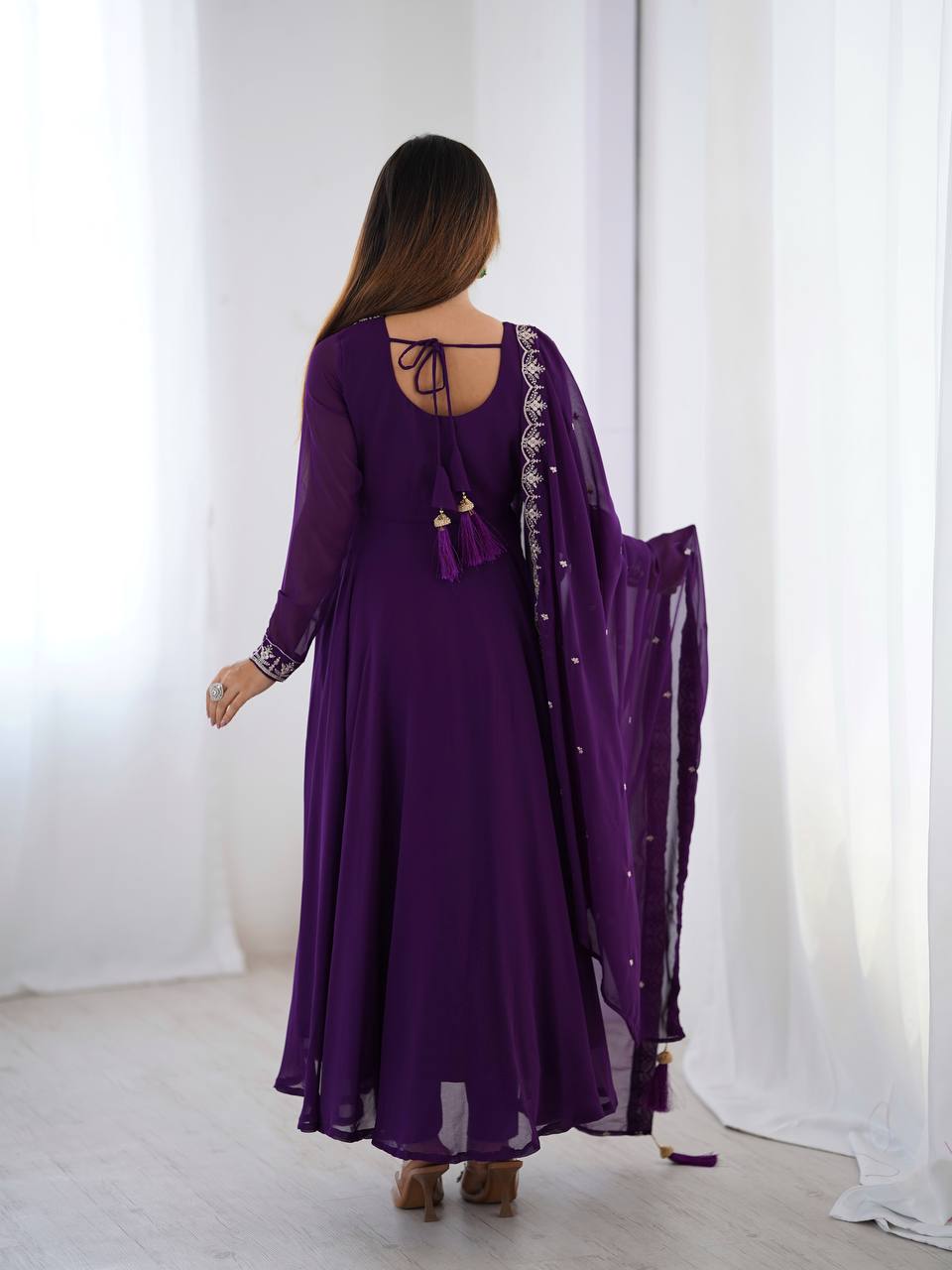 Adorable Purple Color Anarkali Gown