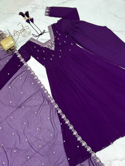 Adorable Purple Color Anarkali Gown