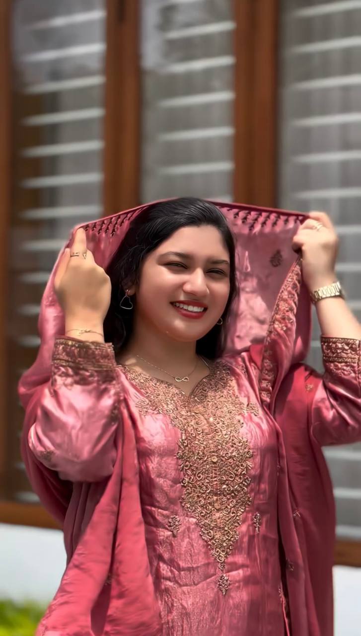 Fabulous  Sequence Work Pink Color Palazzo Suit