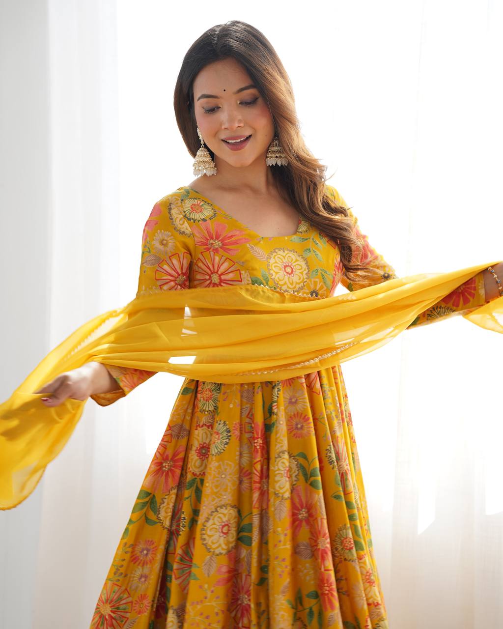 Beautiful Digital Print Yellow Color Palazzo Suit