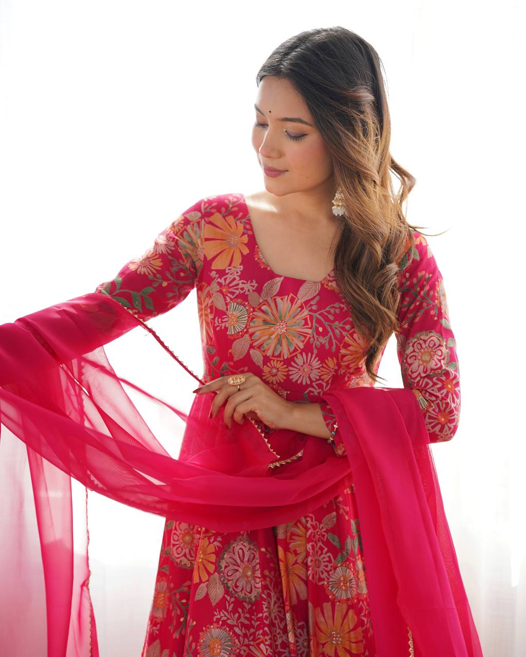 Beautiful Digital Print Pink Color Palazzo Suit