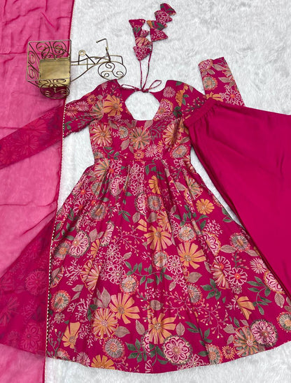 Beautiful Digital Print Pink Color Palazzo Suit