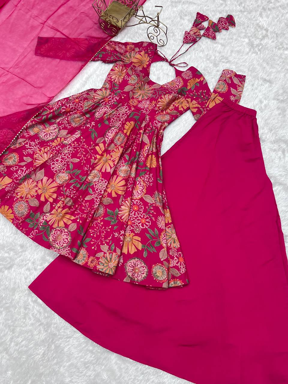 Beautiful Digital Print Pink Color Palazzo Suit