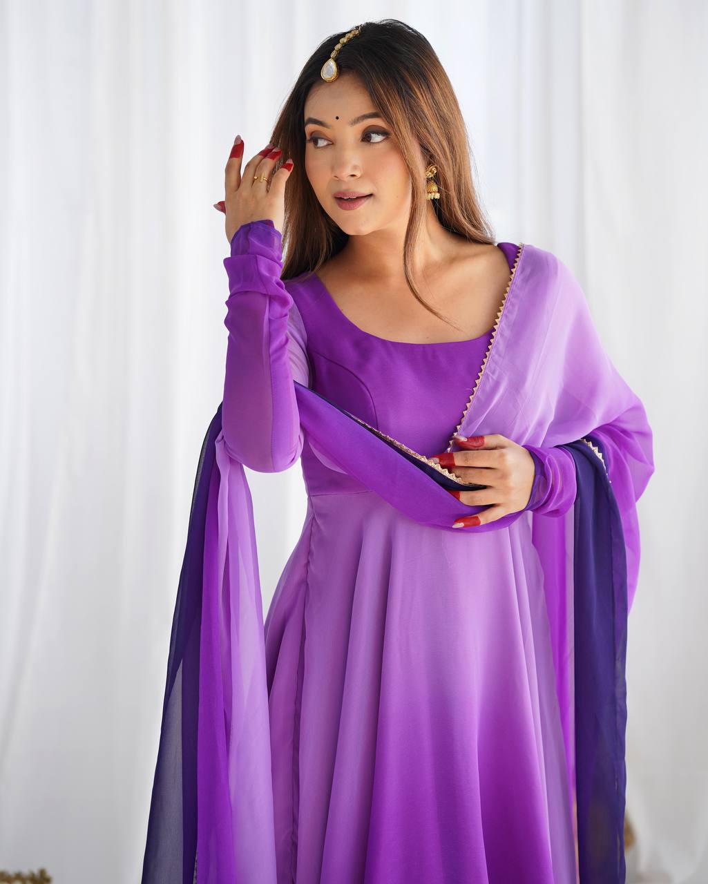 Elegant Georgette Purple Color Anarkali Suit