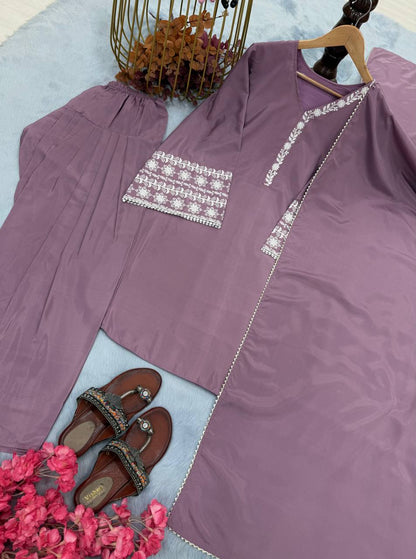 Pretty Onion Color Palazzo Suit With Dupatta