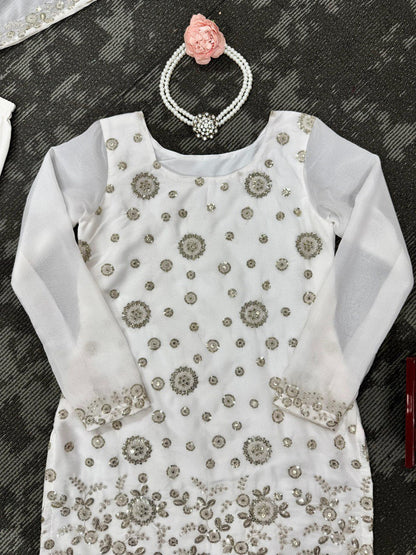 Stunning Sequence Work White Color Sharara Suit