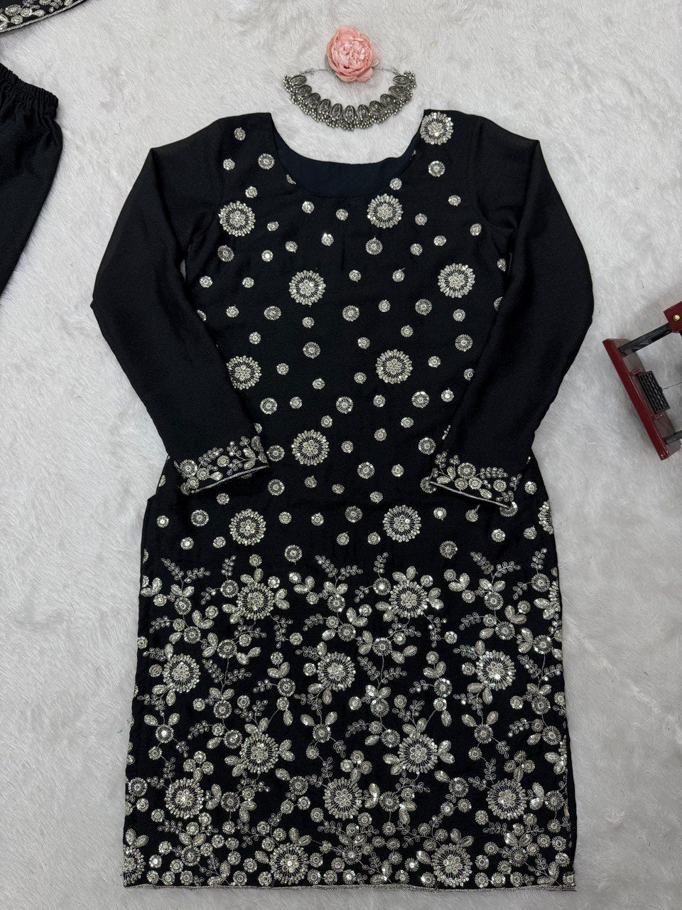 Stunning Sequence Work Black Color Sharara Suit
