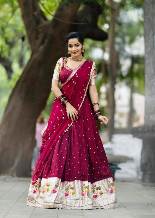 Occasion Wear Sequence Work Red Color Lehenga Choli