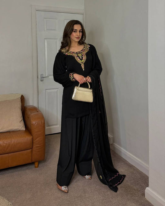 Gorgeous Sequence Work Black Color Palazzo Suit