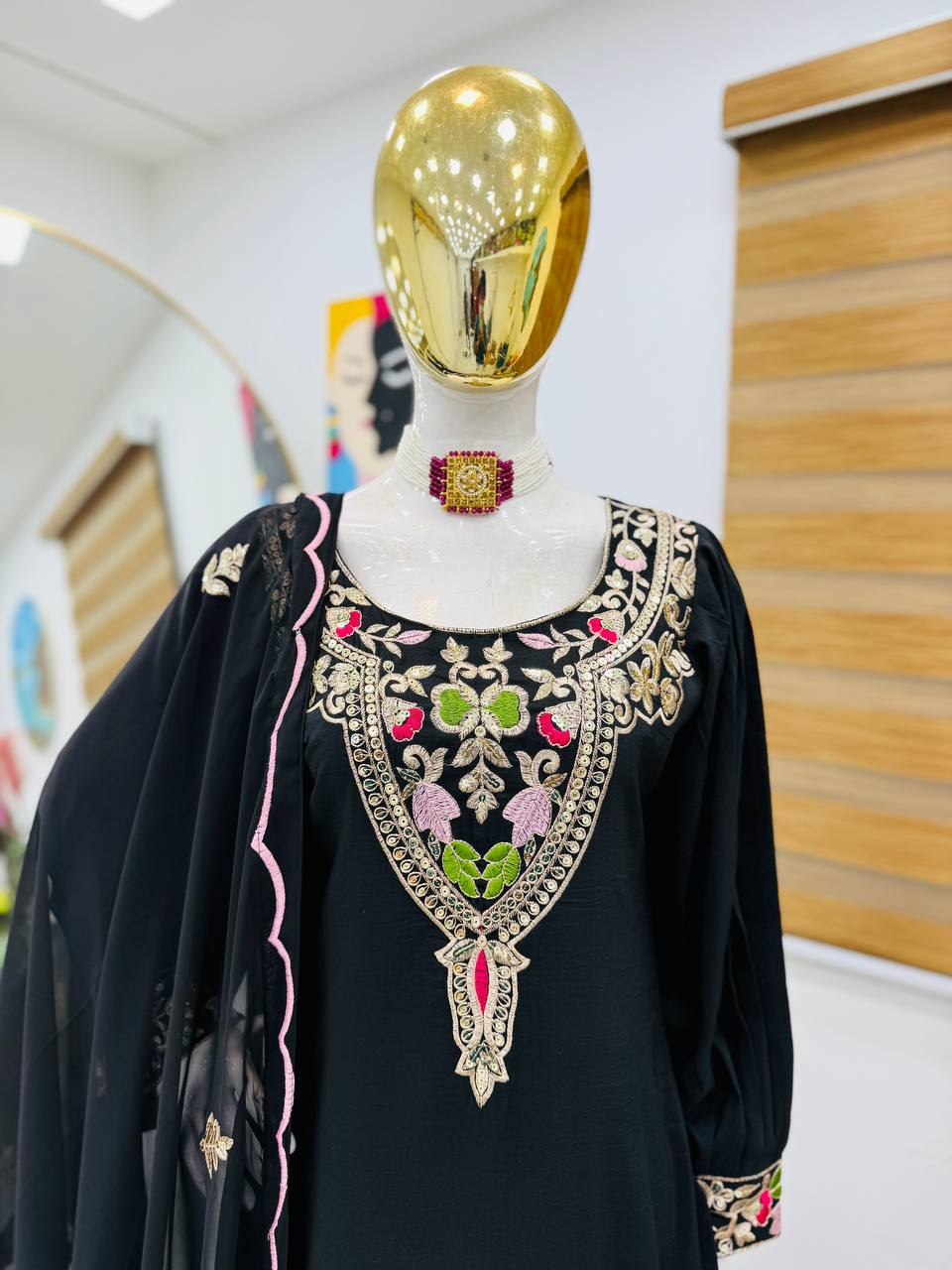 Gorgeous Sequence Work Black Color Palazzo Suit