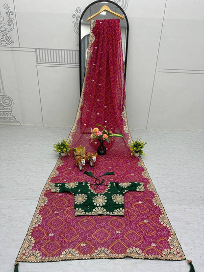 Function Wear Gota Pati Work Pink Color Saree
