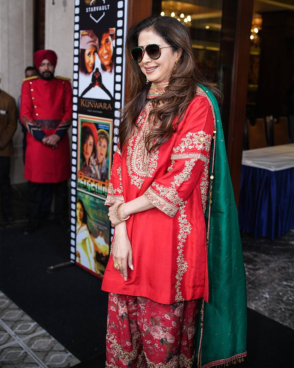 Designer Embroidery Work Red Color Patiala Suit