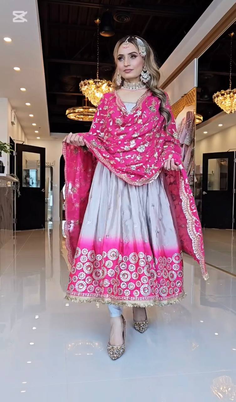Preferable Digital Print Double Shaded Gown