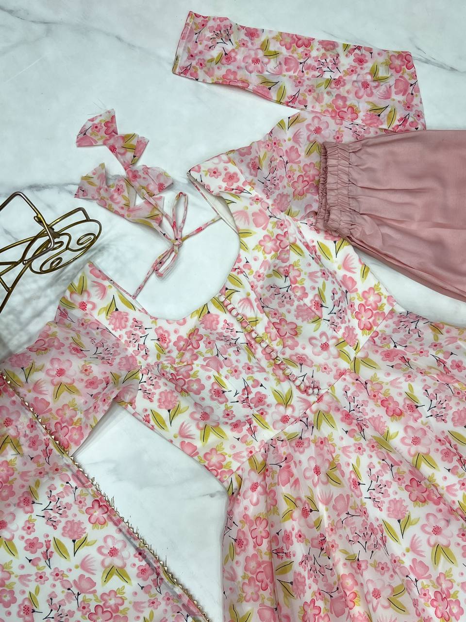 Gorgeous Floral Print Peach Color Anarkali Suit