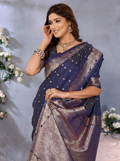 Blue Color Traditional Banarasi Silk Rich Pallu Saree