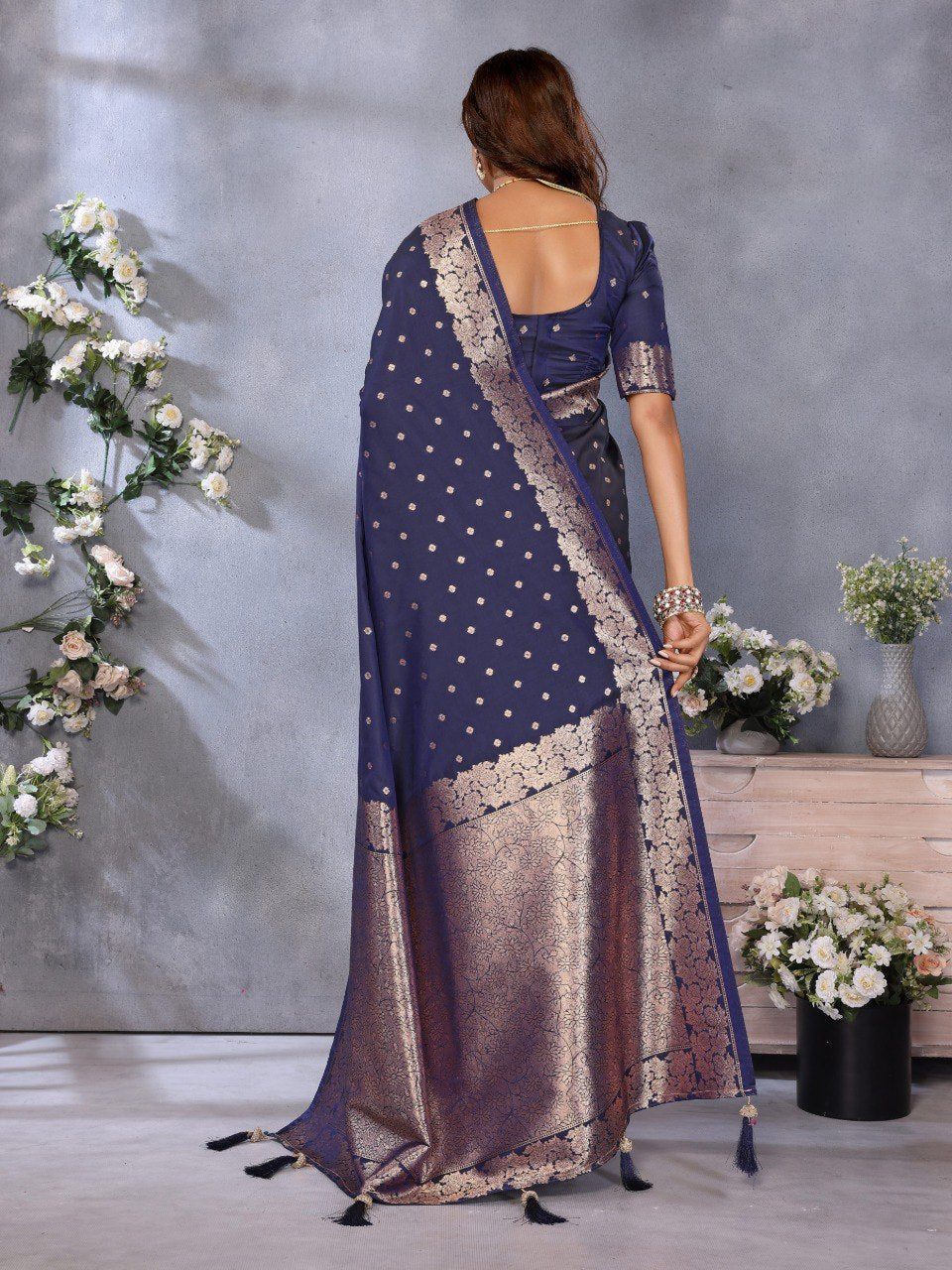 Blue Color Traditional Banarasi Silk Rich Pallu Saree