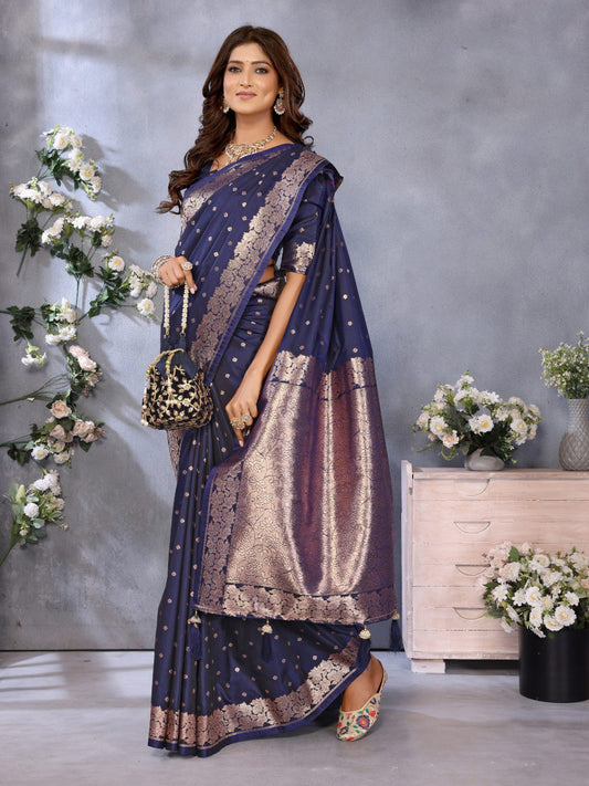 Blue Color Traditional Banarasi Silk Rich Pallu Saree