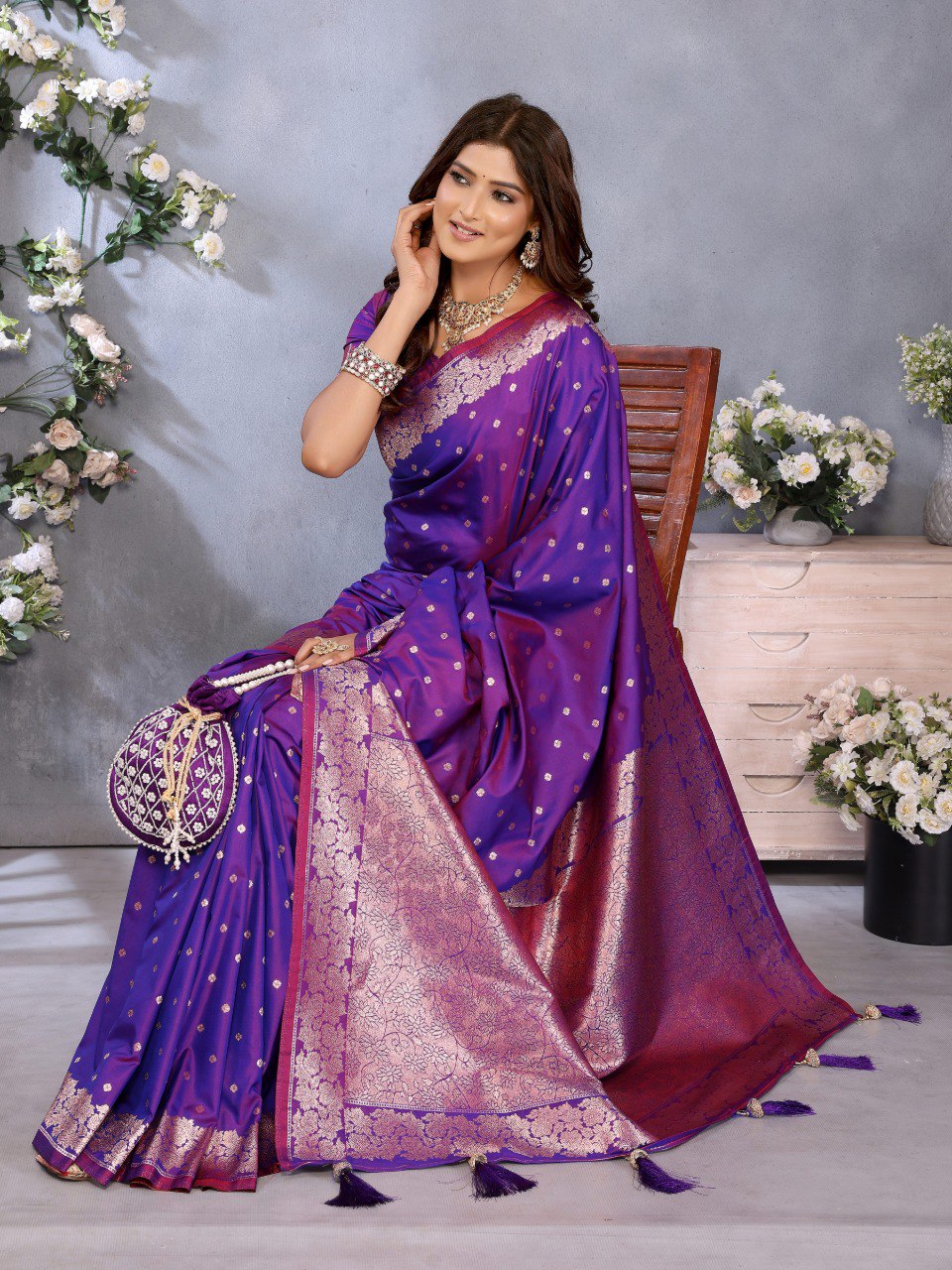 Purple Color Traditional Banarasi Silk Rich Pallu Saree