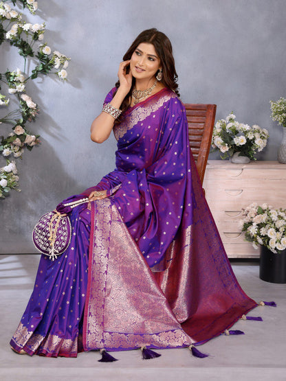 Purple Color Traditional Banarasi Silk Rich Pallu Saree