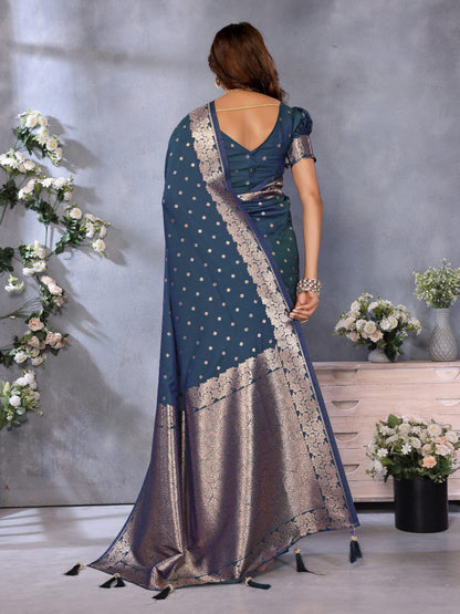 Navy Blue Color Traditional Banarasi Silk Rich Pallu Saree