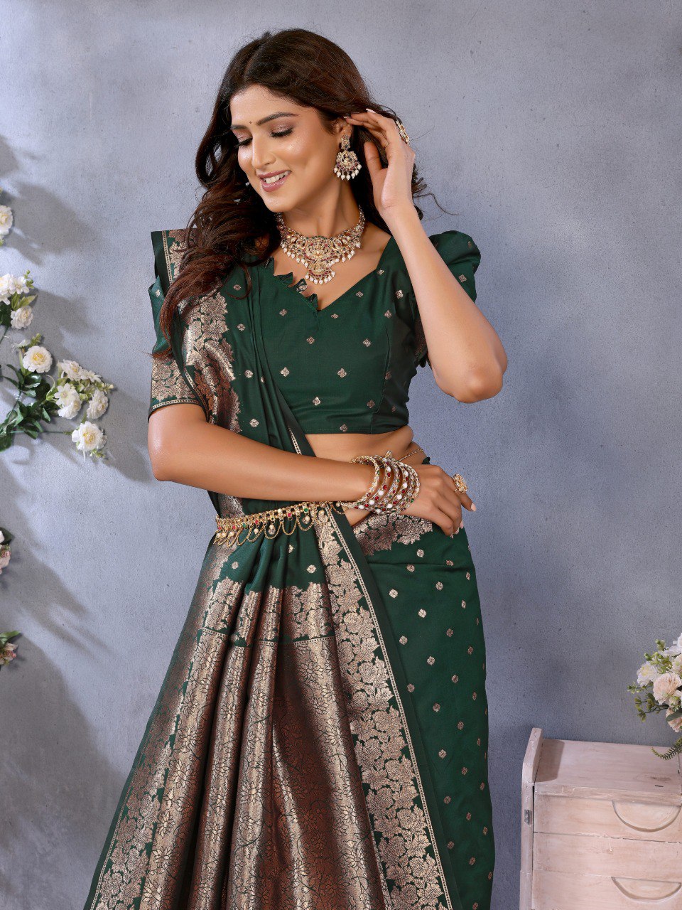 Green Color Traditional Banarasi Silk Rich Pallu Saree