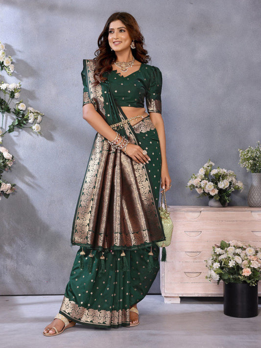 Green Color Traditional Banarasi Silk Rich Pallu Saree