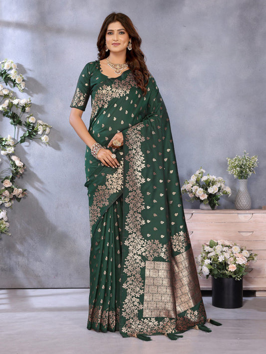 Awesome Banarasi Silk Mehndi Color Saree