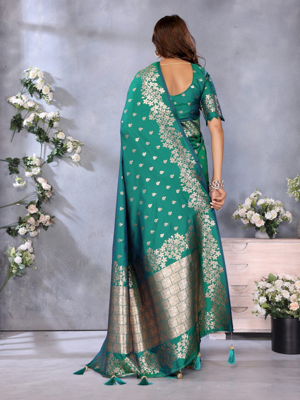 Awesome Banarasi Silk Green Color Saree