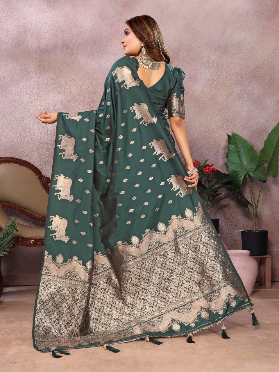 Festive Wear Green Color Banarasi Silk Saree