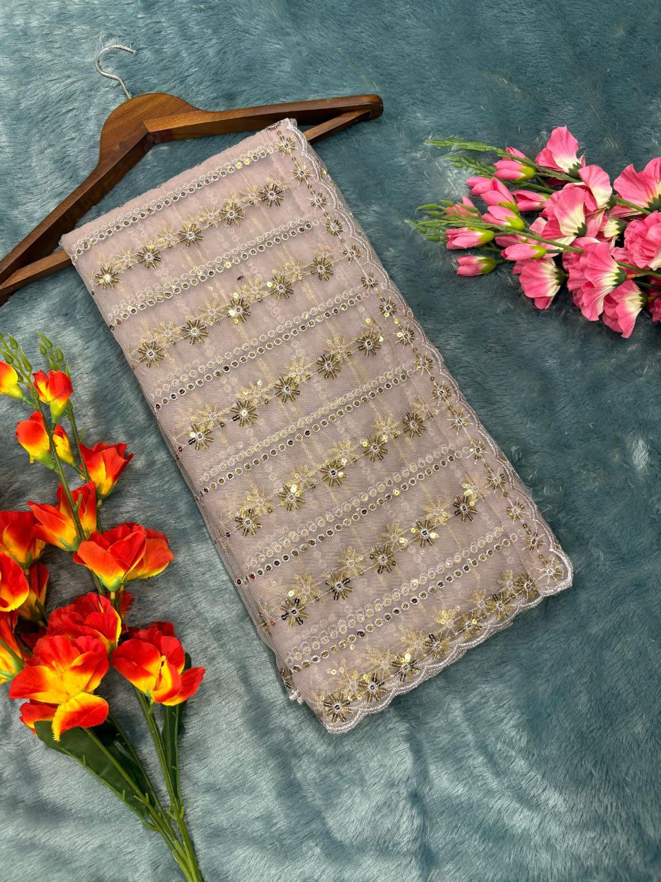 Stunning Sequence Work Light Pink Color Saree