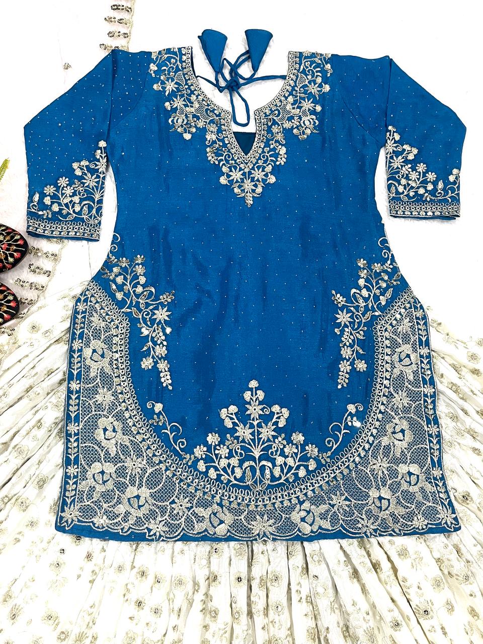 Traditional Wear Embroidery Work Blue Color Lehenga Choli