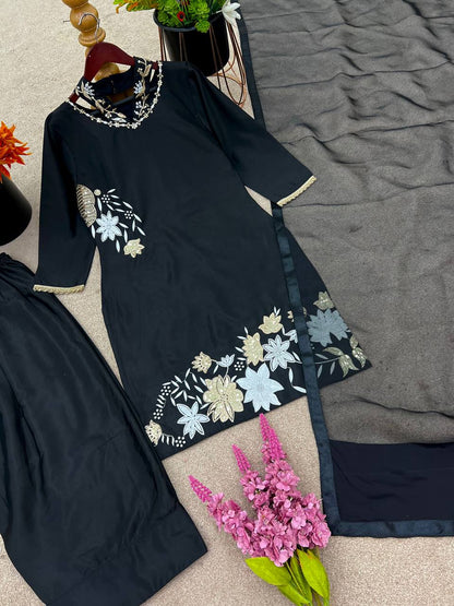 Blissful Sequence Work Black Color Salwar Suit