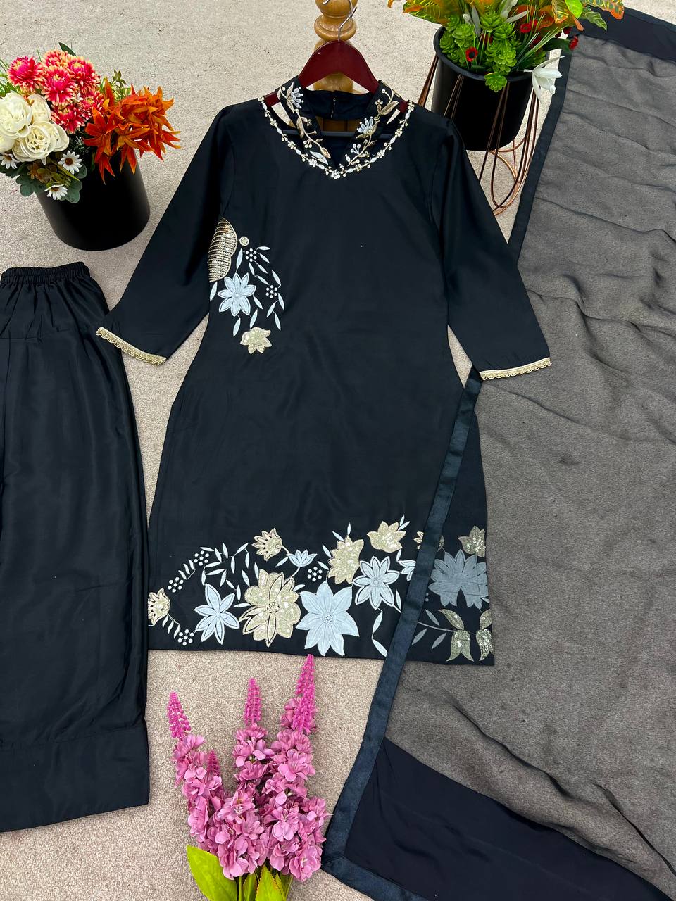 Blissful Sequence Work Black Color Salwar Suit