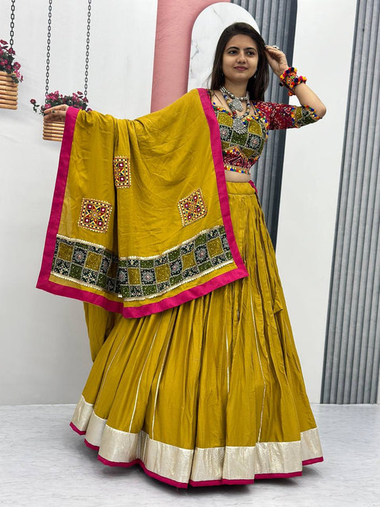 Stunning Mehndi Color Navratri Special Lehenga Choli