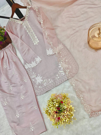 Sequence Work Punjabi Style Peach Color Salwar Suit