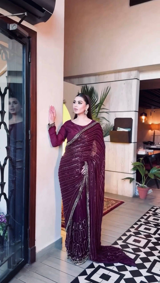 Designer Maroon Kasturi Silk Work Saree