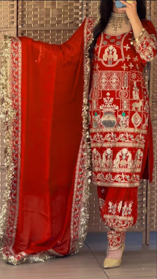 Exclusive Green Crepe with Sequence Work Dhoti Suit