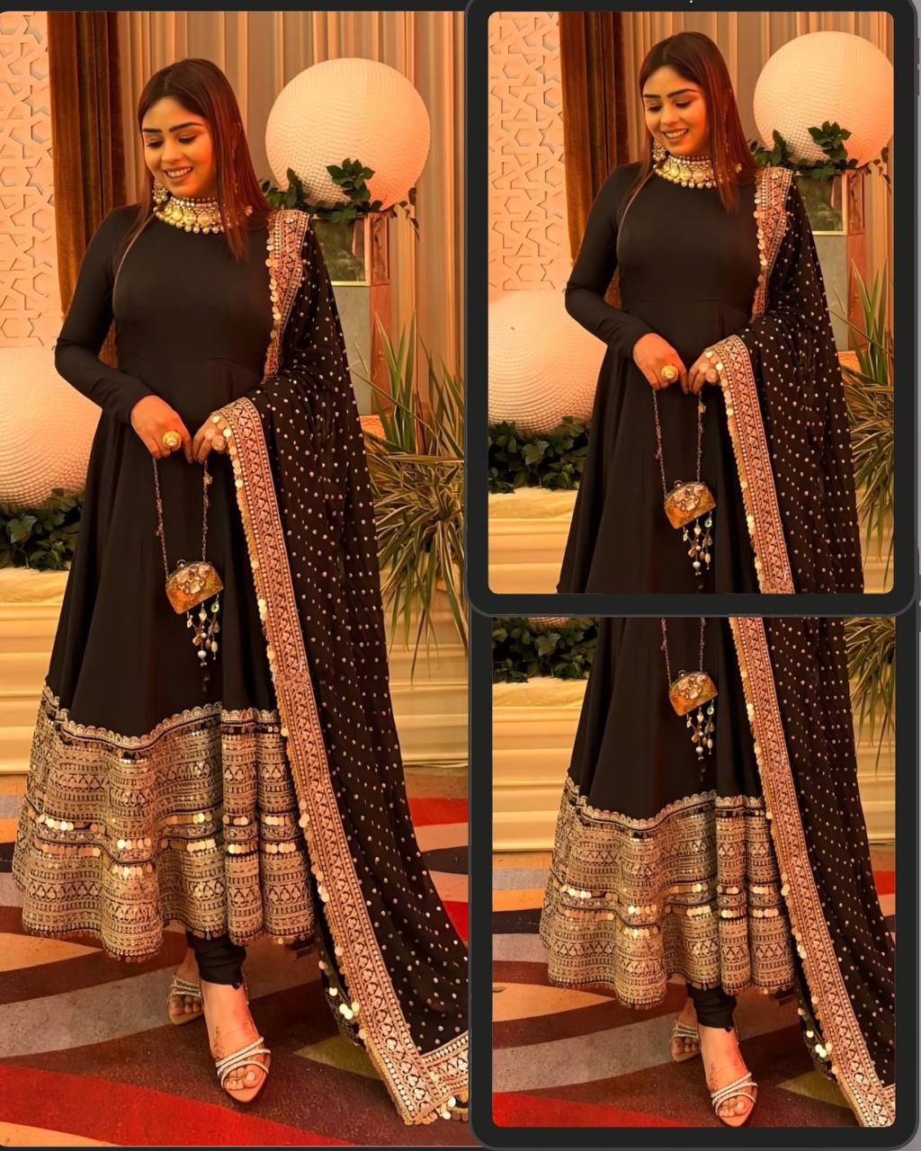 Alluring Black Rayon with Thread Work Anarkali Suit