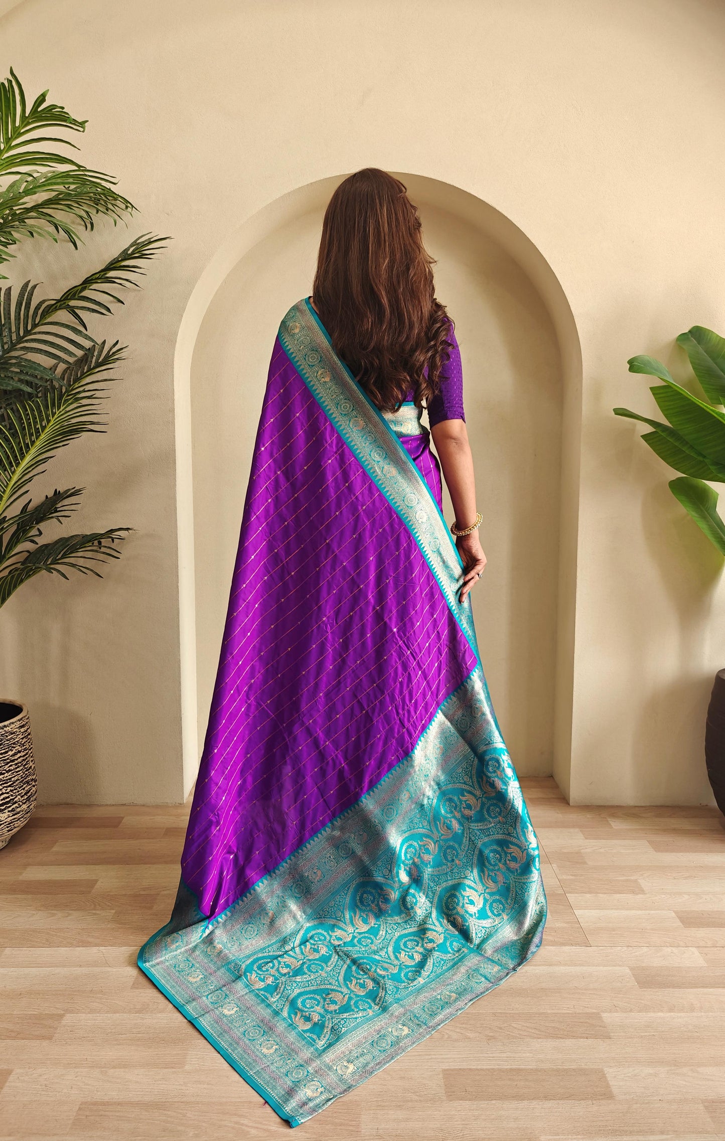 Casual Wear Purple Color Paithani Silk Saree
