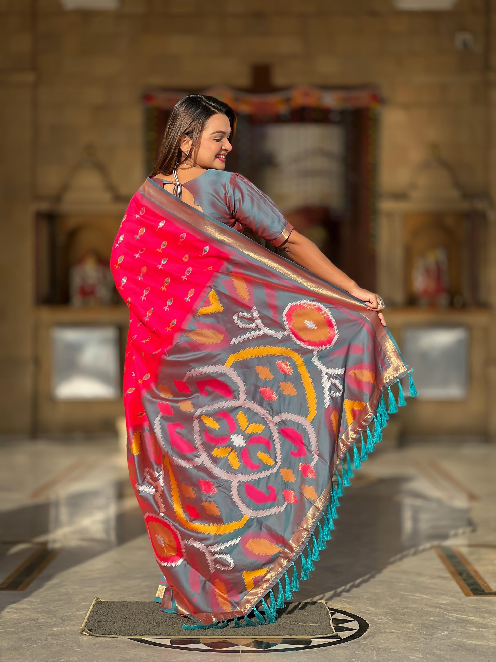 Red Color Patola Weaving Border Silk Saree
