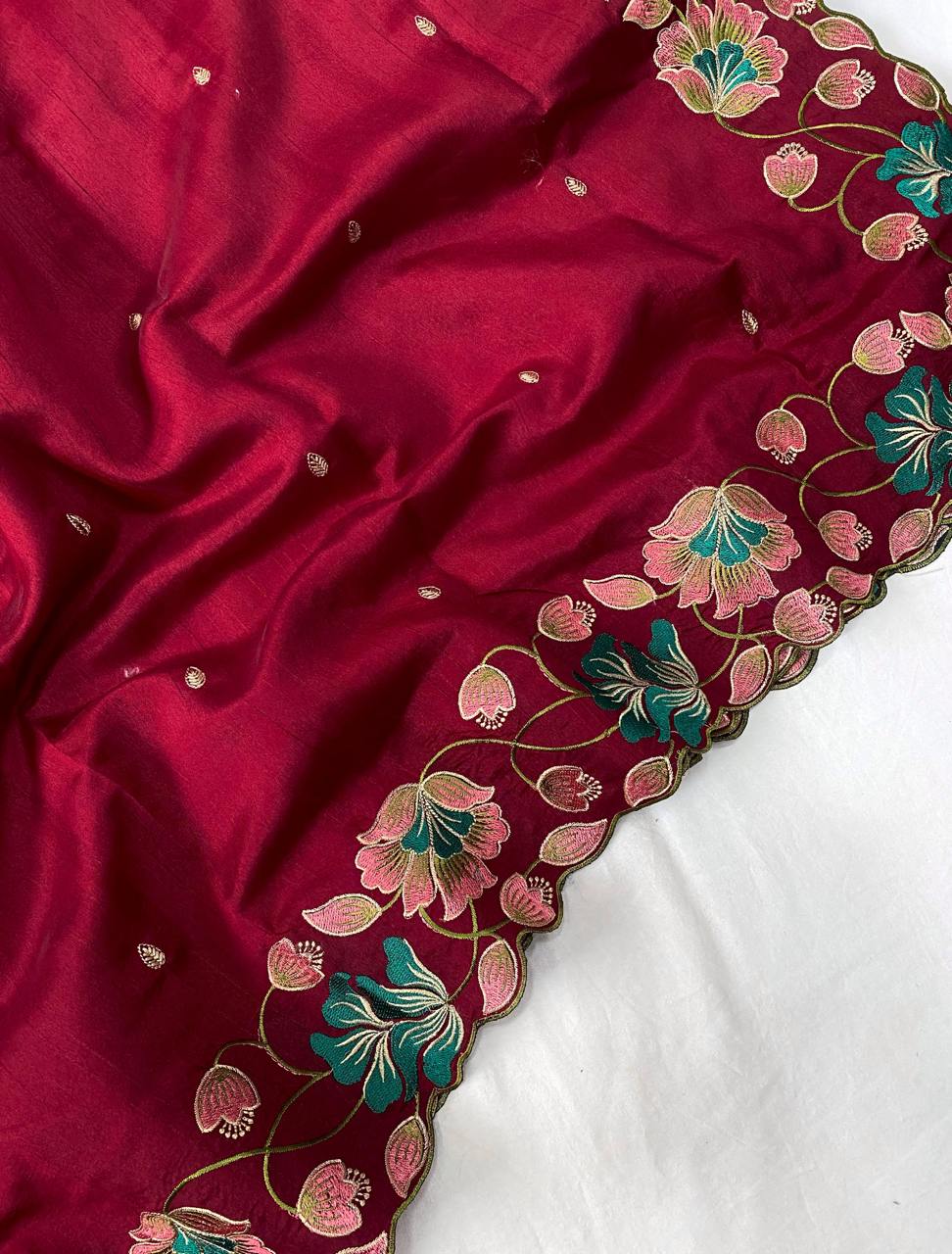 Ravishing Tussar Silk Red Color Saree