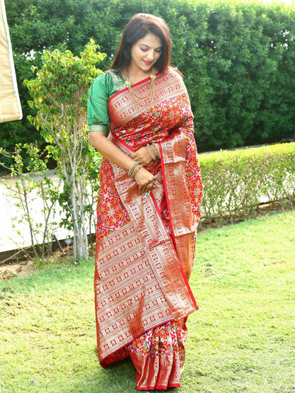 Fashionable Red Color All Over Zari Patola Weaving Saree