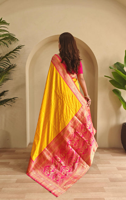 Casual Wear Yellow Color Paithani Silk Saree